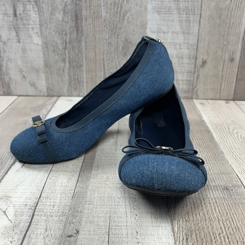 Michael Kors Girls' Big Kids Youth Flat Shoes Denim Ballet Slip On Blue Size 4 - Picture 2 of 15
