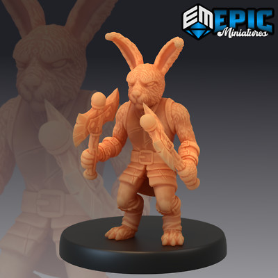 Bunny Brute Berserker Epic Miniatures Monster RPG D&D Pathfinder 3D Print