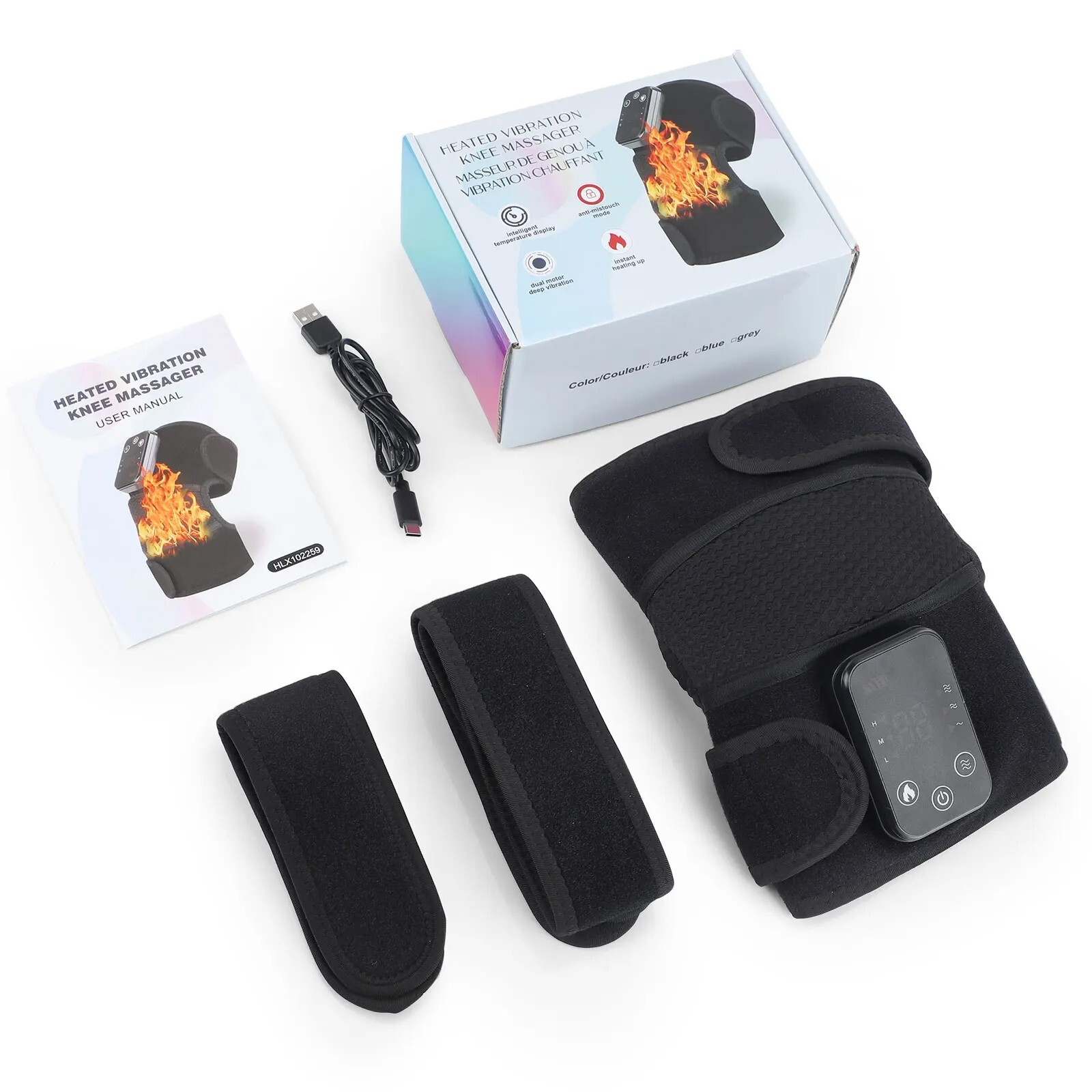 Genouillère chauffante massante 3 en 1 thérapie épaule coude genou avec batterie rechargeable