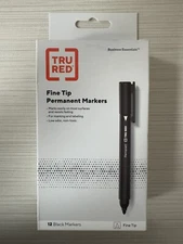 TRU RED Business Essentials Fine Tip Black Permanent Markers - 12 Pack