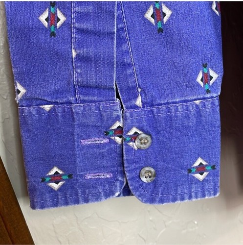 Wrangler Vintage Cowboy Cut Long Sleeve XL Tails Purple Southwest Aztec Size 16 - Picture 8 of 14