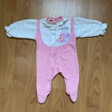 Vintage Care Bears Baby Girl Love A Lot Bear Pajama Jumpsuit Size 6-9 Months