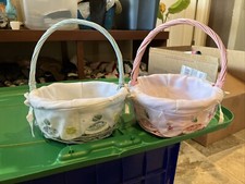 One Pink One Blue Easter Baskets. White Embroided Liners. Weddings 