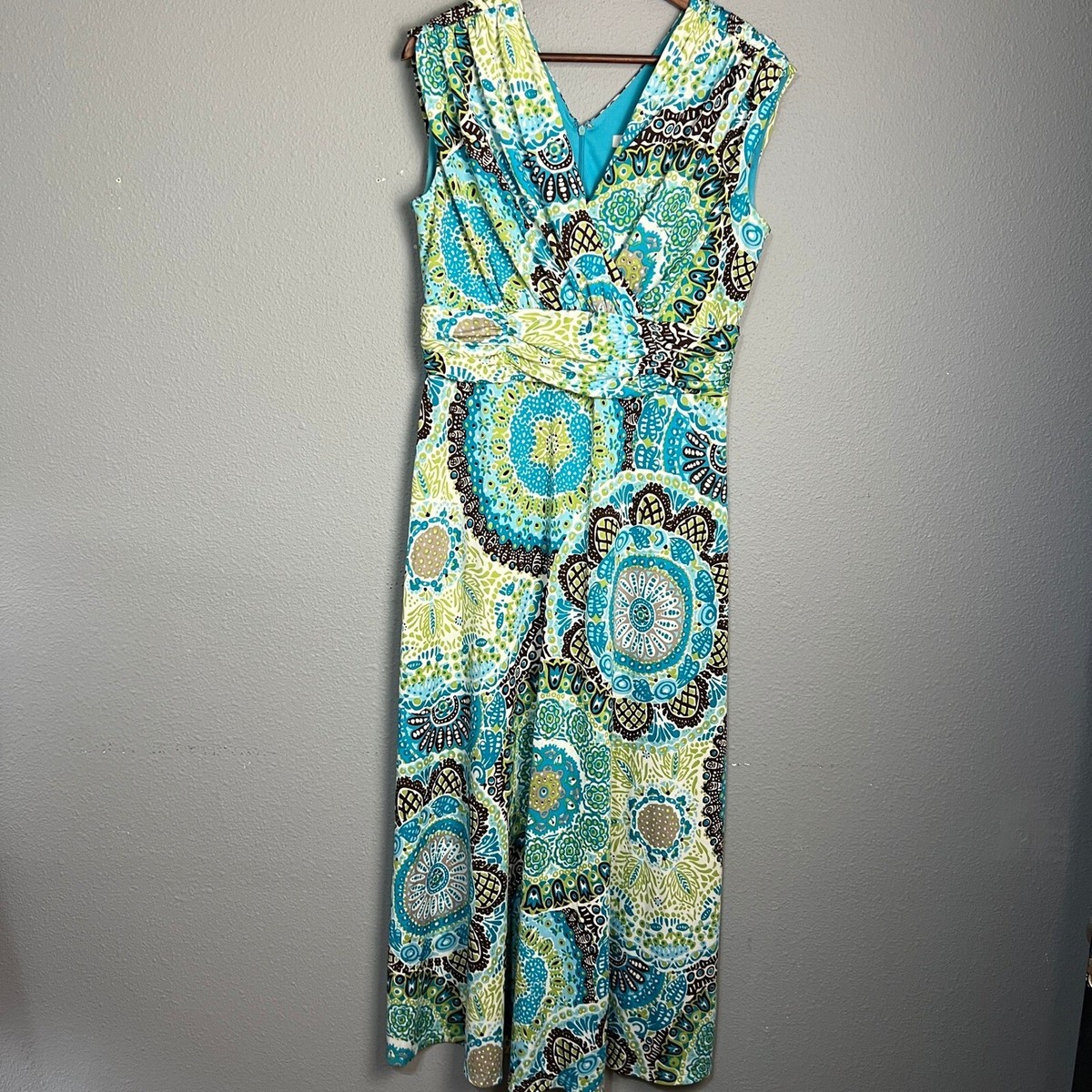 empire waist tank maxi dress in floral Liz Claiborne Empire Waist Maxi Dress Bohemian Mandala Print Tank Sundress  14