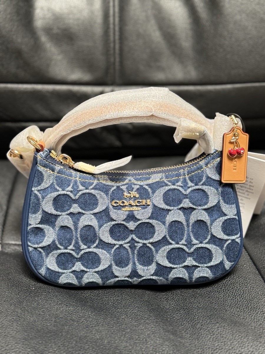 Coach Teri Mini Crossbody Bag In Signature Denim Gold/Natural