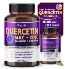 Premium Quercetin 98% High Purity with Bromelain, Zinc, Vitamin D3 2000 IU, Elde