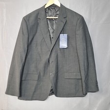 Marks  Spencer Men Blazer 46 Grey Wool Blend Single Breast 2 Button Front