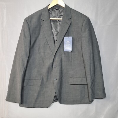 Marks & Spencer Men Blazer 46 Grey Wool Blend Single Breast 2 Button Front