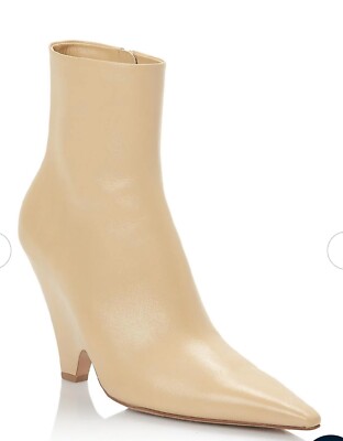 Bottega Veneta  POINTED TOE WEDGE HEEL ANKLE BOOTS Women Sz 38.5 Cane Sugar NIB