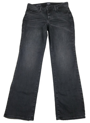 NYDJ Marilyn Straight Jeans 10 Cloud Stone Black Gray Dark Wash Denim Lift Tuck