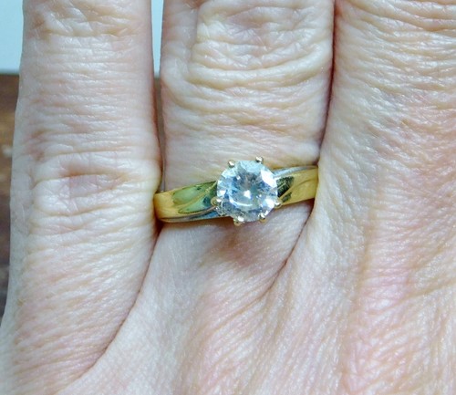 Anillo de compromiso solitario L@@K clásico real oro amarillo 14K talla 8,5 para mujer - Imagen 8 de 11