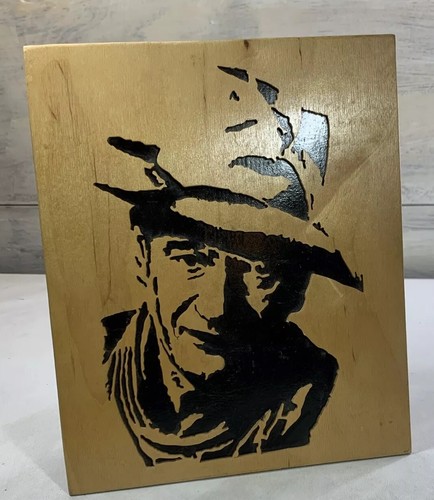 Vtg John Wayne Wood Laser Cut Hollywood Golden Age Actor Western Cowboy READ - Picture 4 of 14