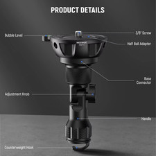 75mm Half Bowl Base Leveling Adapter  with 180  Foldable Handle for Tripod Fluid