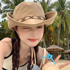 Fashion Solid Color Fisherman Hat for Men Women Summer Western Cowboy Wide Brim