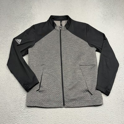 Adidas Golf Adicross Jacket Men Size Large Grey Black Fleece Full Zip Sweater