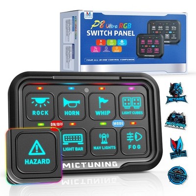 MICTUNING P8-Ultra 8 Gang Switch Panel LED Lights Switch Circuit Control System