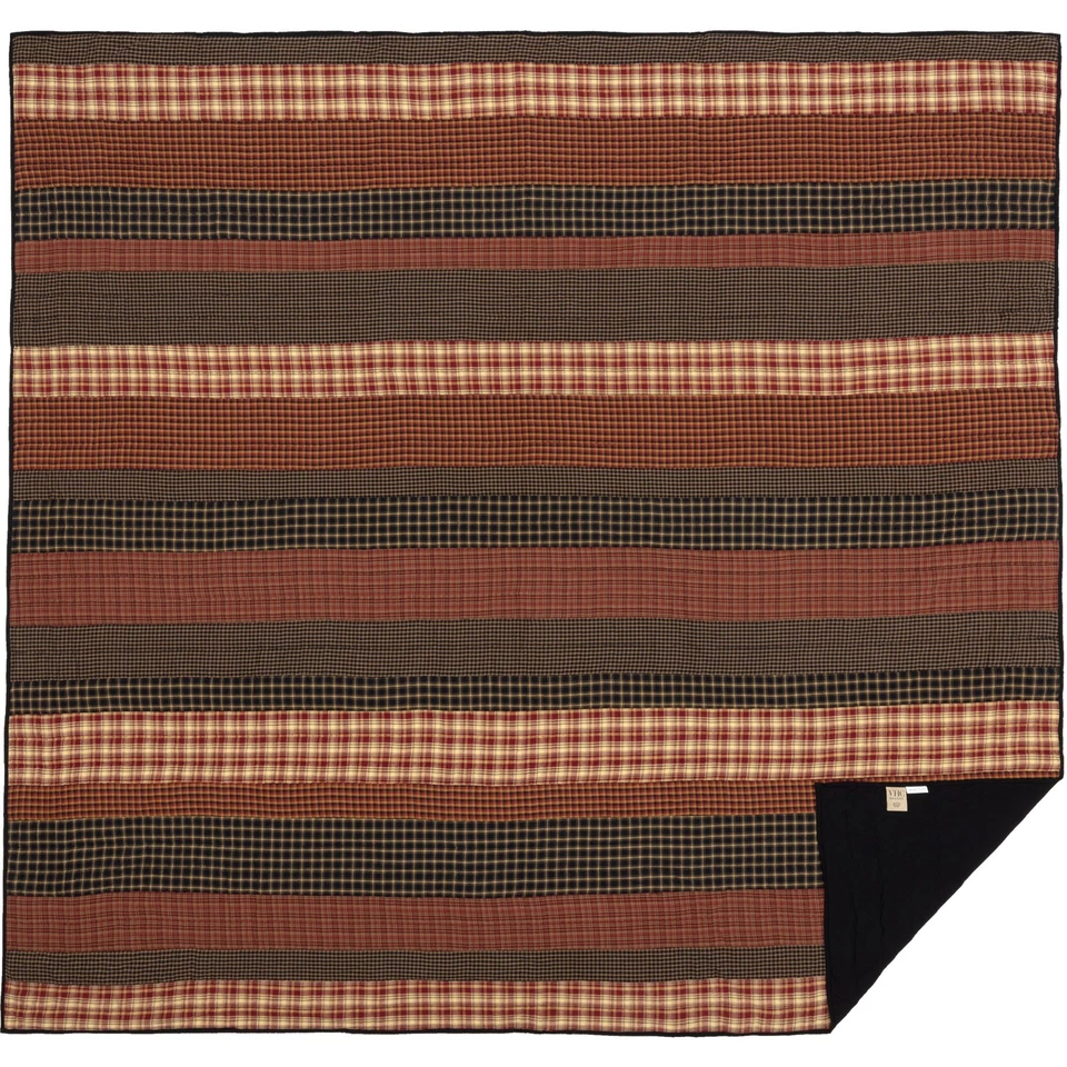 Rustic King Quilt Red Patchwork Beckham Cotton Striped Bedroom Decor VHC Brands - Image 4 of 4