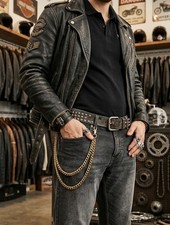 Men Women Wallet Chain KeyChain Strong Gold Metal Long Links Biker 2 Strands