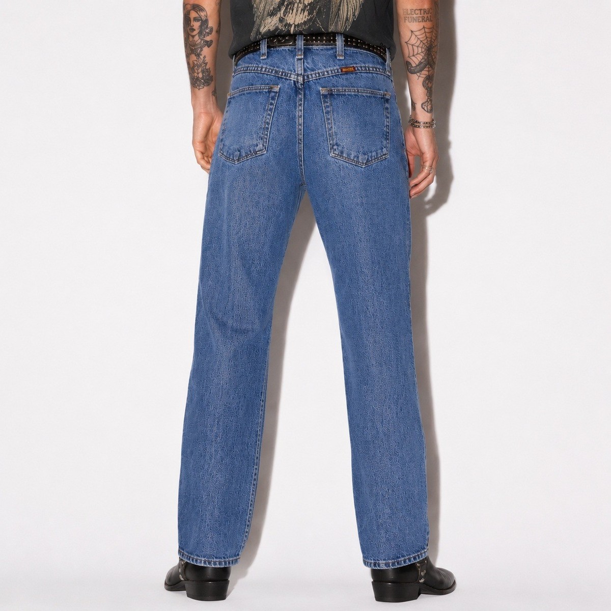 90s Vintage Rustler Jeans Mens 30 34L Blue Medium Stone Wash