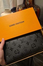 Louis Vuitton Women's Black Logo Zip-Around Wallet Designer Zipper