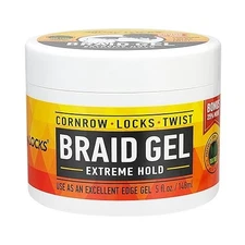 Extreme Hold Hair Gel for Braids Cornrows Locks & Twists (5oz)