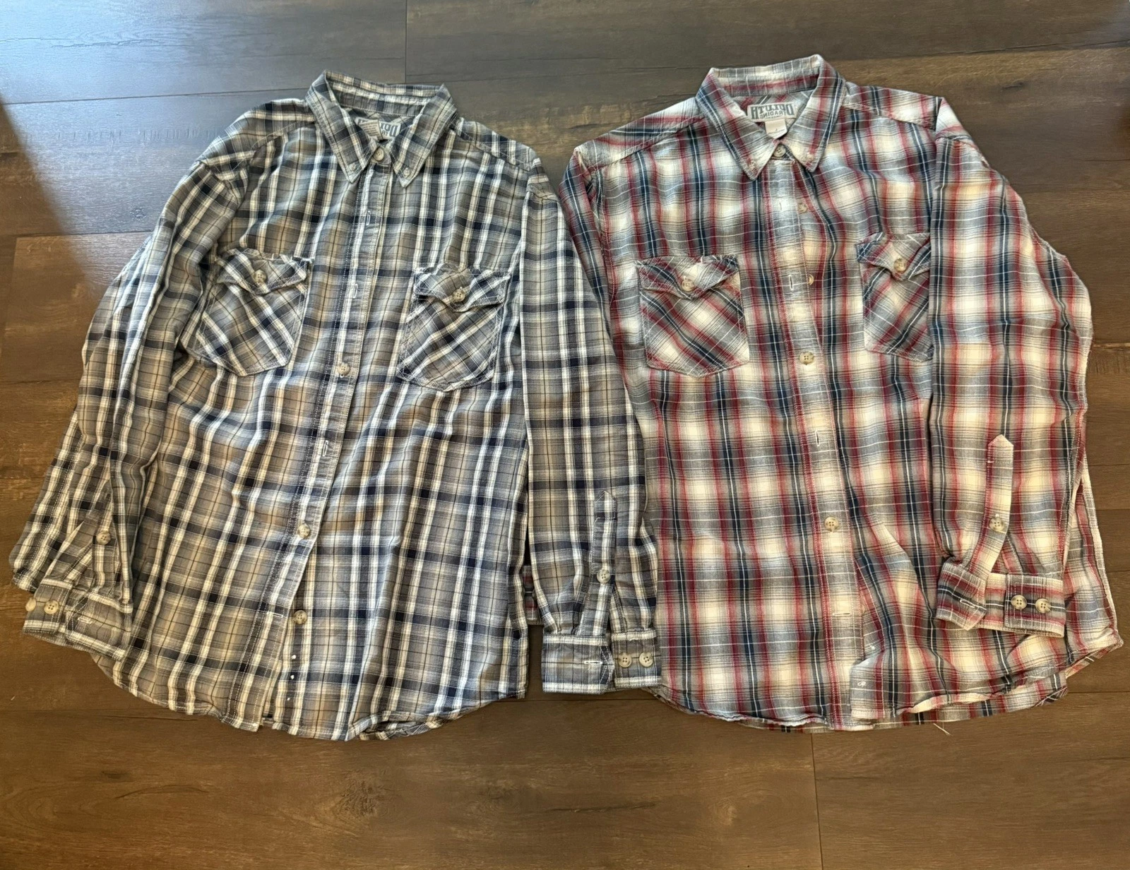 Duluth Trading Flannel Shirt Mens Large Plaid Check Workwear x2