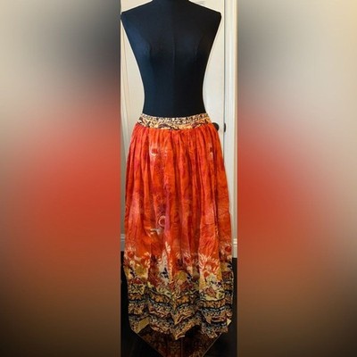 Take 2 Clothing Co Skirt Size S Boho Maxi Orange 100% Cotton 36  Long