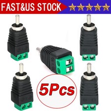 5pcs of Speaker Wire Cable to Audio RCA Male Connector Adapter Jack Plug