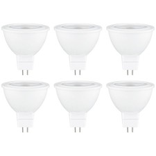 LED MR16 Light Bulb, 30K, 5W, 50W, 450LM, GU5.3 Base, 120V, Non-Dimmable, 6PK