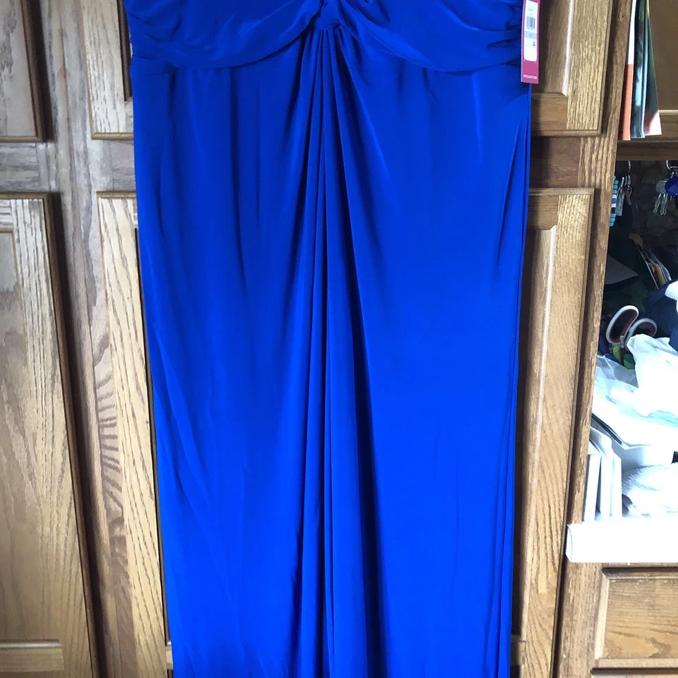 Mono para mujer Vince Camuto Twist Front Jersey pierna ancha azul talla grande 1X nuevo con etiquetas Foto 4 de 4