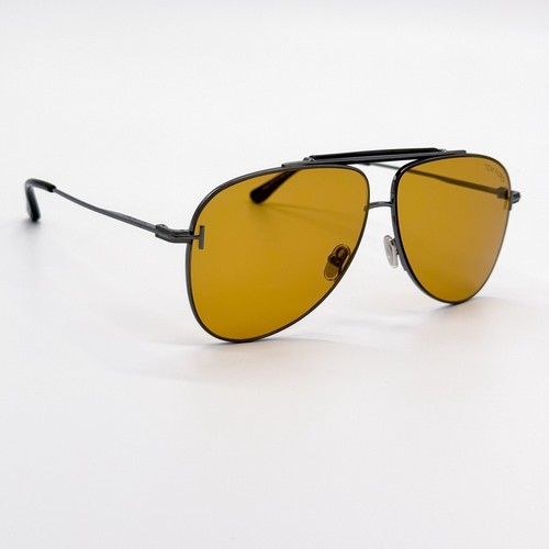 NUOVI OCCHIALI DA SOLE TOM FORD BRADY TF1018 08E AVIATOR GIALLI TOM FORD FT1018 - Foto 8 di 11