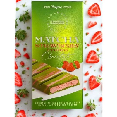 Beemax Matcha Strawberry Cream Chocolate Bar - Premium Imported Milk Chocolate F