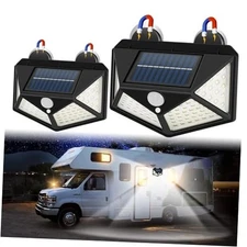 Magnetic Solar RV Light with Motion Sensor – Bright 100 LED RV Exterior Light, 