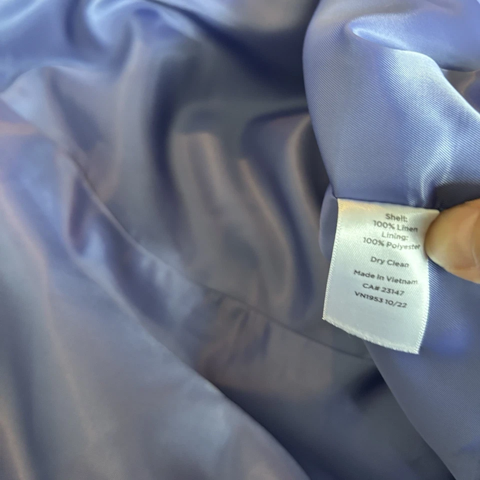 Blazer Talbots Plus Lino Azul Talla 18W Carrera Costera Dinero Antiguo Viaje Preppy Foto 2 de 4