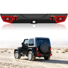 Rear Bumper For 1987-2006 Jeep Wrangler Tj Yj Lj Off-road With 2 Hitch Receiver