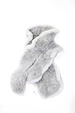 Jocelyn Womens Faux Fur Ruffled Pull Through Scarf Light Gray Size One Size