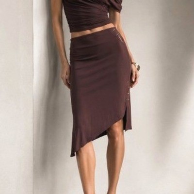Manigance of Paris Brown Avant Garde Couture Asymmetrical Staples Skirt 42 / 8