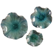 Uttermost Abella 3-Piece Coastal Ceramic Decorative Plate Set in Blue