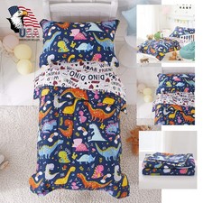 Joyreap Toddler Bedding Set Navy-dinosaur Comforter Sheet Pillowcase