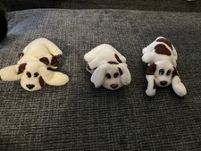 1995 Three White Brown Pound Puppy Plush Babies