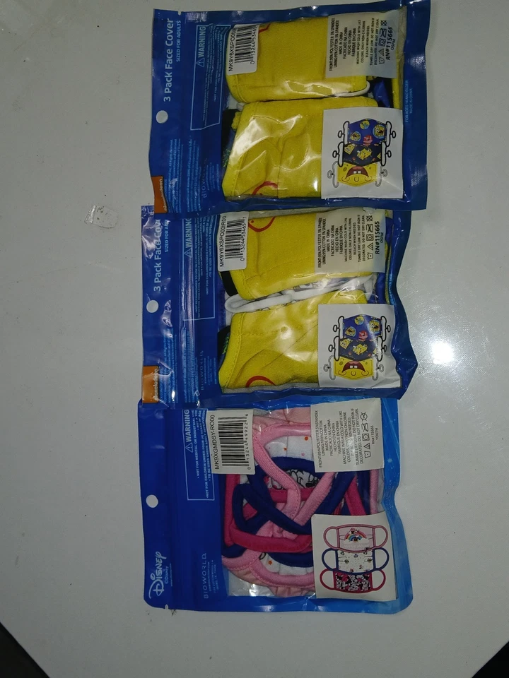 Kinder Gesichtsmasken 6 SpongeBob und 3 Disney - Bild 2 von 3