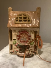 Blue Sky  Clayworks Fall “Cider House” Tea light Candle House  NWT