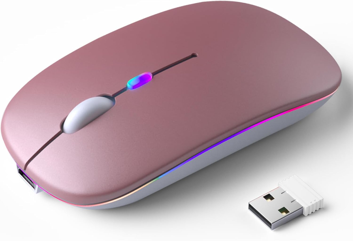 Rose Gold Wireless Bluetooth Rechargeable LED Dual Mode Mouse