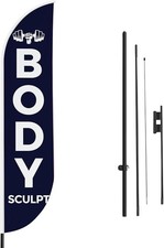15FT Feather Flag Pole Kit Outdoor Swooper Banner Stand HD Print with Carry Bag