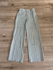 Theory Linear Check Plaid Wide Leg Trousers Black White Women  s 0