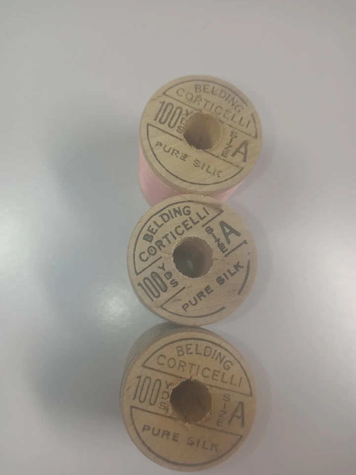 Pure Silk Sewing Thread Size A. Belding Corticelli Lot of 3 100 Yards Each - Image 2 of 3