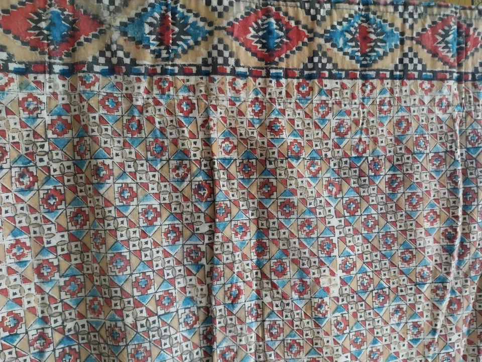 108x245 Beau Rideau doublé  Batik superbes couleurs chaudes . Frise sur 3 côtés  - Photo 4/4