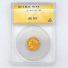 1914-D $2.50 INDIAN HEAD US MINT 90% GOLD COLLECTIBLE COIN ANACS CERTIFIED AU53