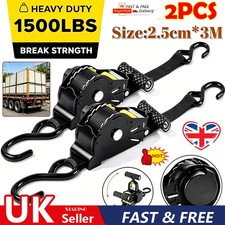 2Pack✅Automatic Retractable Ratchet Strap Heavy Duty Car Trailer Tie Down Straps