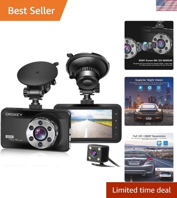 Smart Dash Cam with 1080P HD Dual Cameras, Night Vision, and Automatic G-Sensor